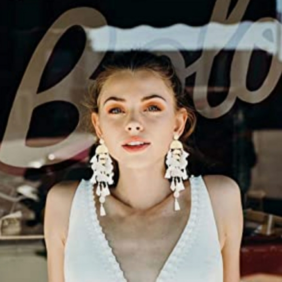 Beaded Statement Chandelier Tassel Earrings - Picture 2 of 4